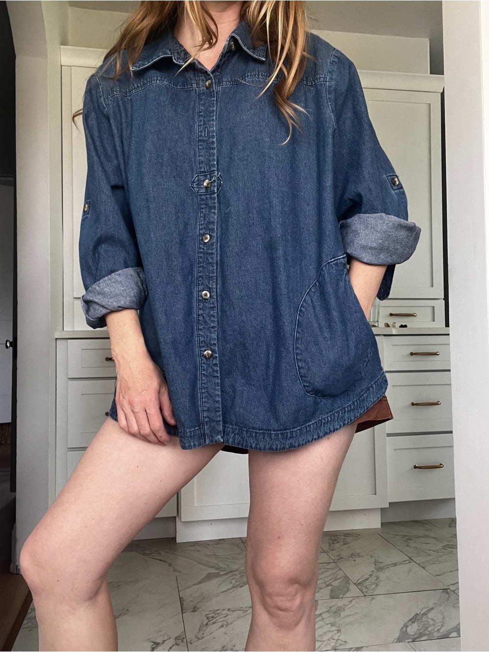 Joan Rivers Medium Blue Denim Button-Front Shirt Jacket - Picture 2 of 6